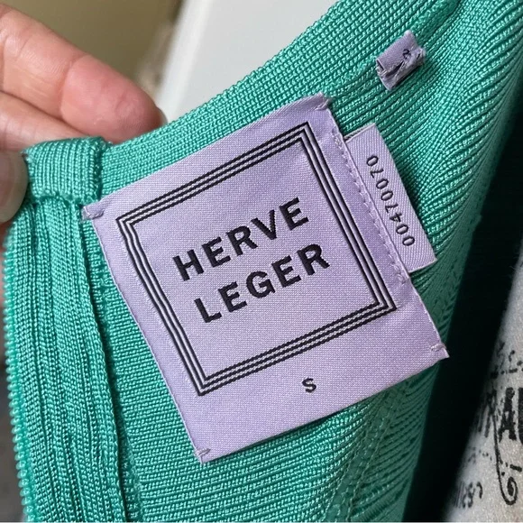 Herve Leger Connie viscose-blend dress in aqua jade size S small